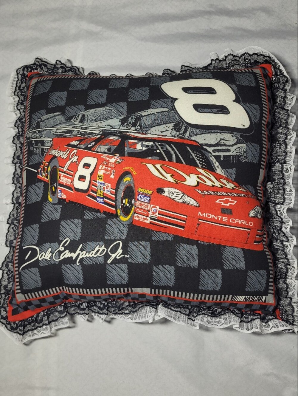 Nascar Dale Earnhardt Jr. #8 Decorative Pillow in Black and Red